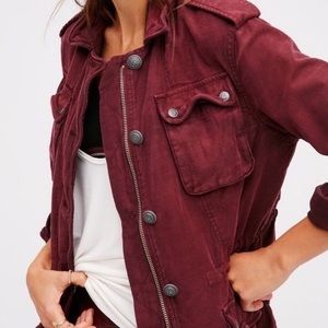 Free People maroon military jacket size small